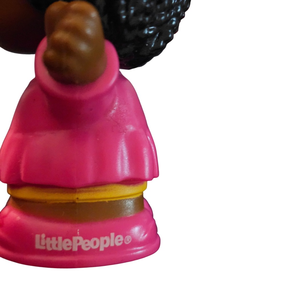 Fisher-Price Little People Girl Figure Black Braided Hair Pink Ruffle Dress - Picture 3 of 3